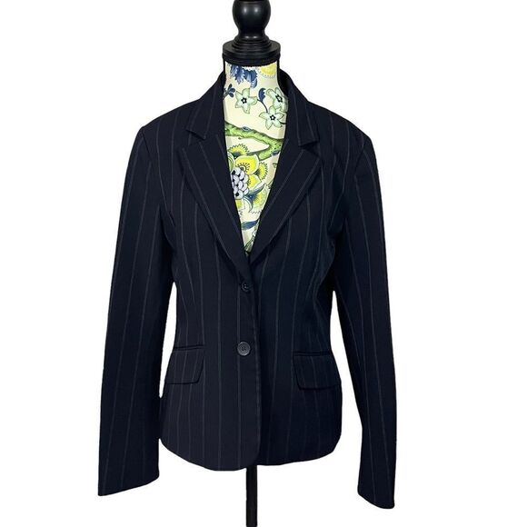 Beecher Brook for Fairweather Petites Navy with White Pinstripe Blazer Size 4 - Picture 1 of 2